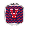 Carolines Treasures Letter V Chevron Yale Blue and Crimson Compact Mirror CJ1054-VSCM